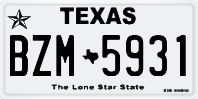TX license plate BZM5931