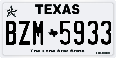 TX license plate BZM5933