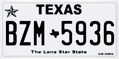 TX license plate BZM5936