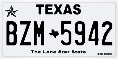 TX license plate BZM5942