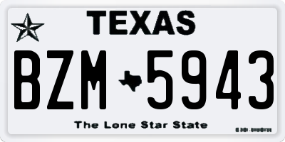 TX license plate BZM5943