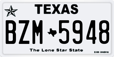 TX license plate BZM5948