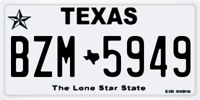 TX license plate BZM5949