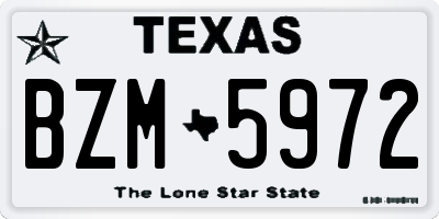 TX license plate BZM5972