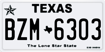 TX license plate BZM6303