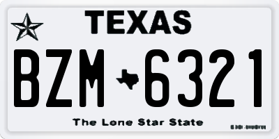 TX license plate BZM6321