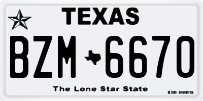 TX license plate BZM6670
