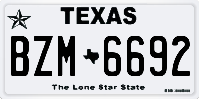 TX license plate BZM6692
