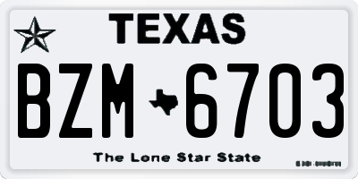TX license plate BZM6703