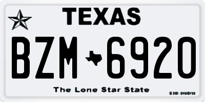 TX license plate BZM6920