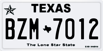 TX license plate BZM7012