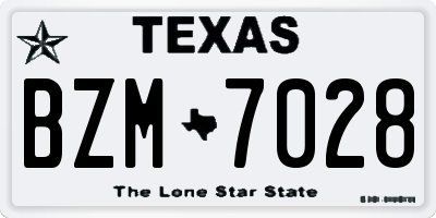 TX license plate BZM7028