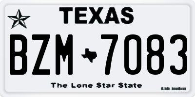 TX license plate BZM7083