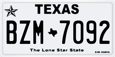 TX license plate BZM7092
