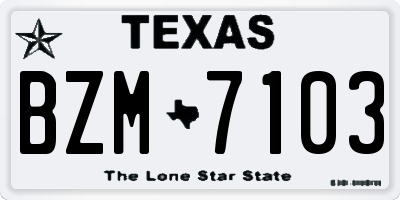TX license plate BZM7103