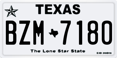 TX license plate BZM7180