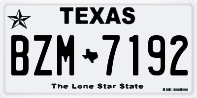 TX license plate BZM7192