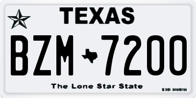 TX license plate BZM7200