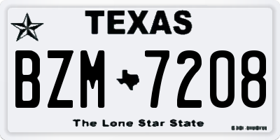 TX license plate BZM7208