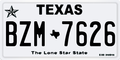 TX license plate BZM7626
