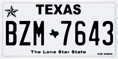 TX license plate BZM7643