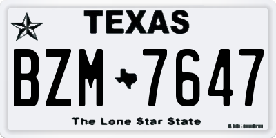 TX license plate BZM7647
