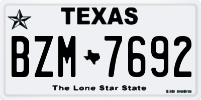 TX license plate BZM7692