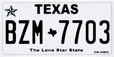 TX license plate BZM7703