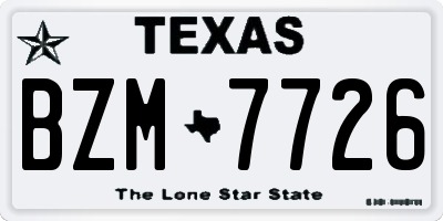 TX license plate BZM7726