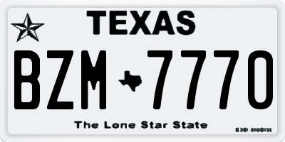 TX license plate BZM7770