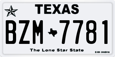 TX license plate BZM7781