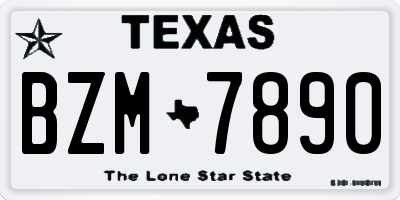 TX license plate BZM7890
