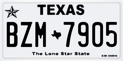 TX license plate BZM7905