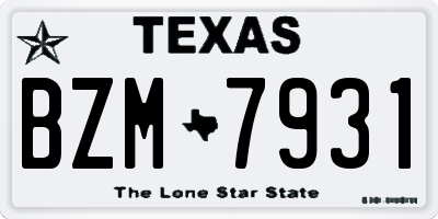 TX license plate BZM7931