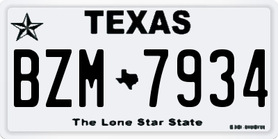 TX license plate BZM7934