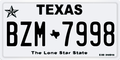 TX license plate BZM7998