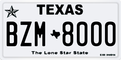 TX license plate BZM8000