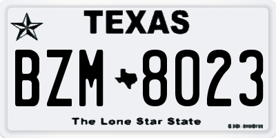 TX license plate BZM8023