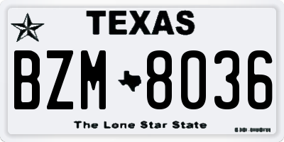 TX license plate BZM8036