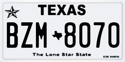 TX license plate BZM8070