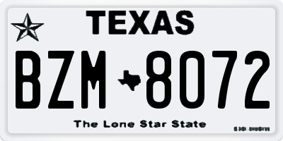 TX license plate BZM8072