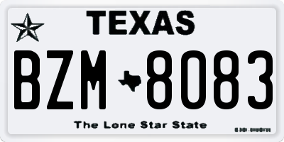 TX license plate BZM8083