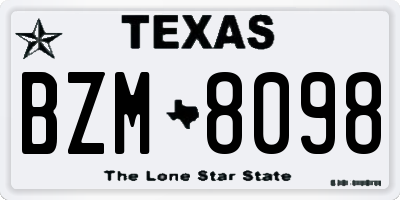 TX license plate BZM8098