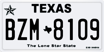 TX license plate BZM8109
