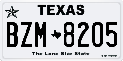 TX license plate BZM8205