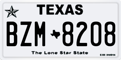 TX license plate BZM8208