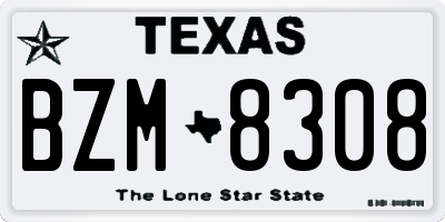 TX license plate BZM8308