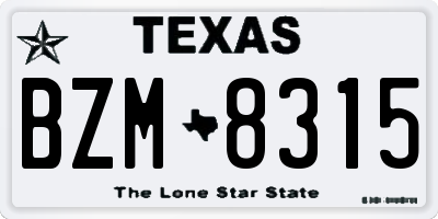 TX license plate BZM8315