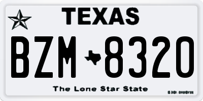 TX license plate BZM8320