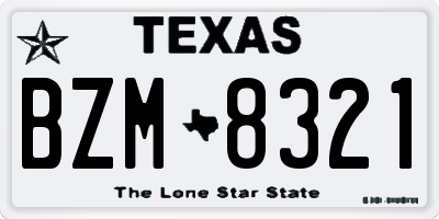 TX license plate BZM8321